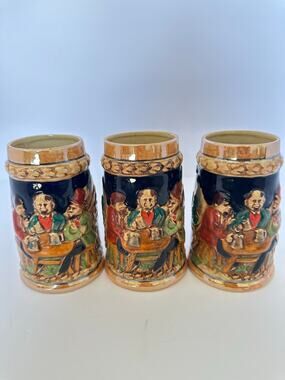 Vintage Napcoware C-4343 German Beer Steins Set of 3 Made in Japan 6”